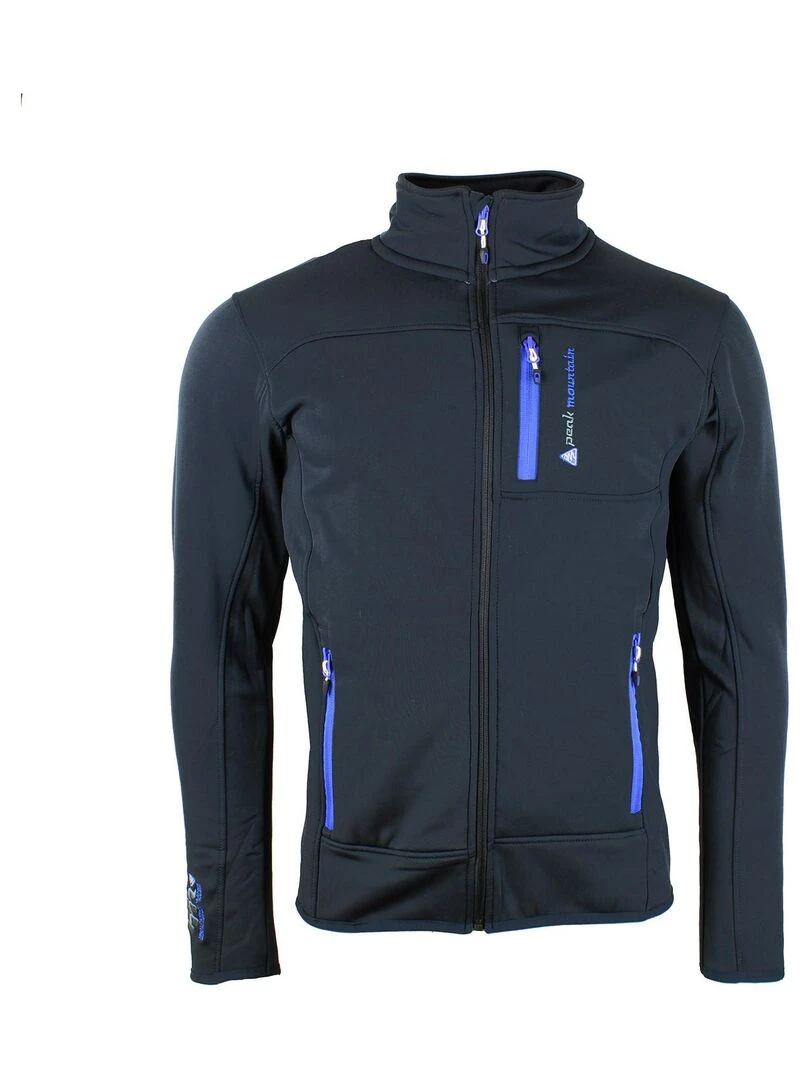Blouson polar shell homme CANTON PEAK MOUNTAIN Noir Bleu
