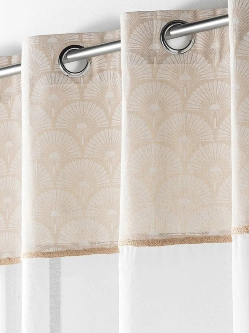 Voilage à œillets 140x240 sable top imprimé jute Bahina blanc   Blanc