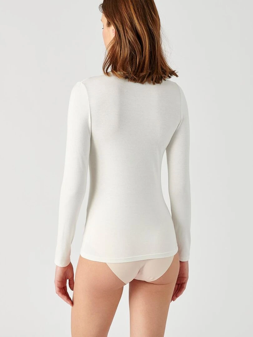 T shirt Thermolactyl Sensitive biais satin  manches longues   Damart   Blanc Ecru Blanc