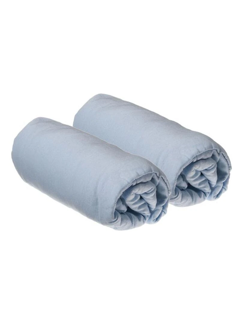 Lot de 2 Draps housse Dulce AKITEN RETAIL Blanc Bleu ciel