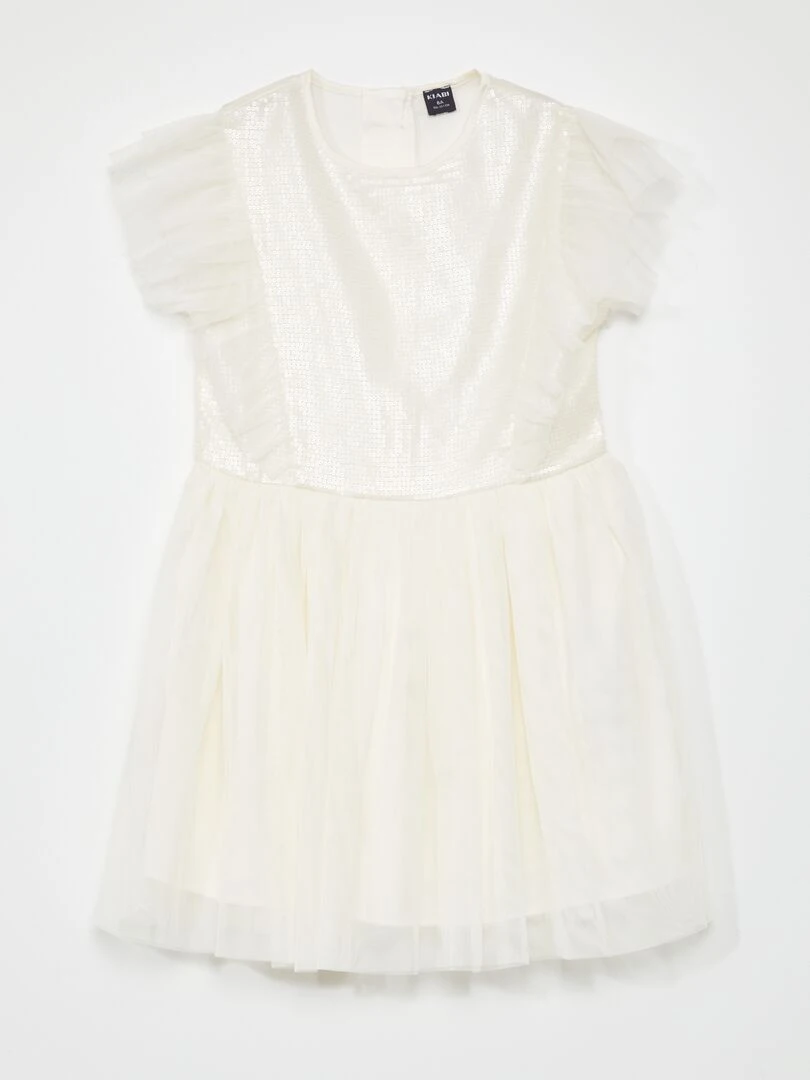 Robe de cérémonie mi longue à sequins blanc