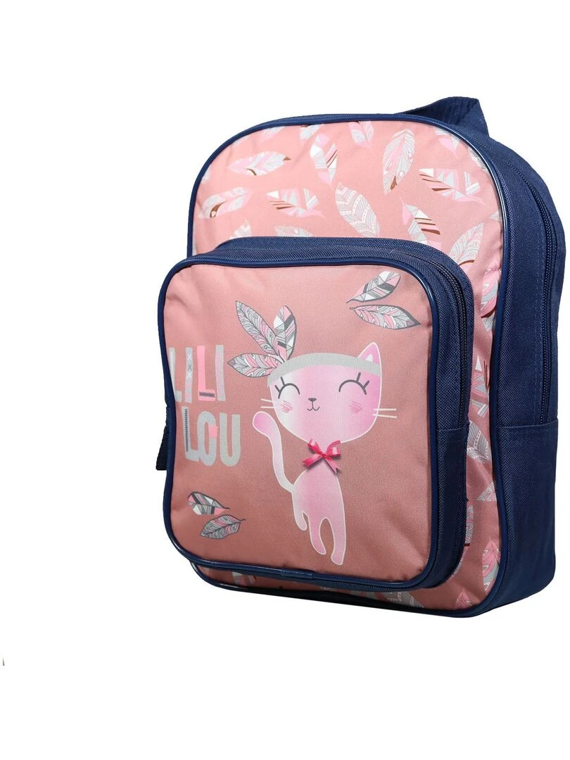 Sac à dos 31 cm avec poche Lili Lou Chat Rose Bagtrotter Rose