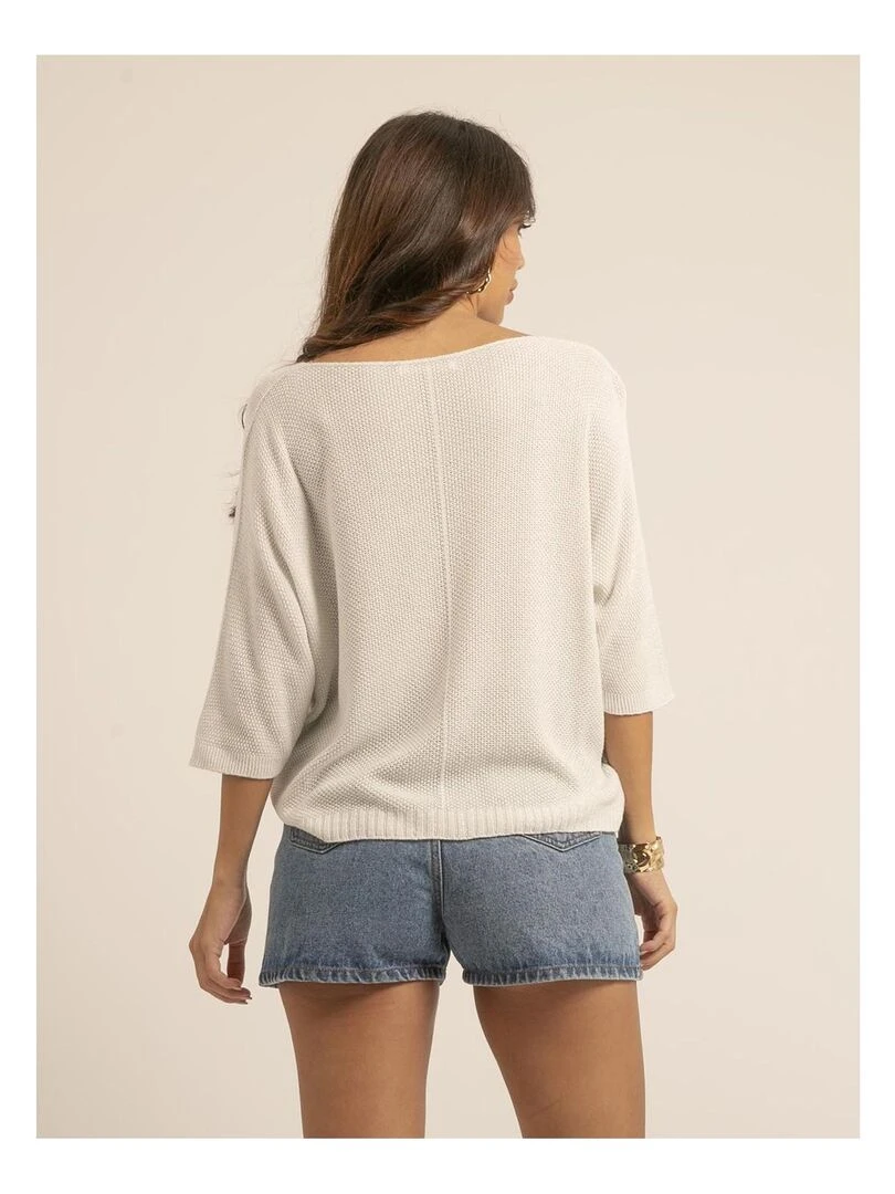Pull fin paillettes KOLIANE Blanc