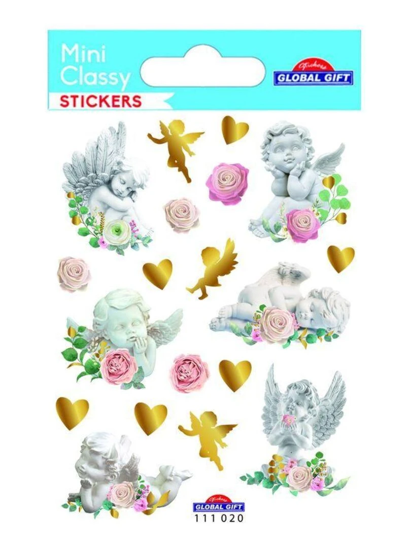 Stickers Anges & Coeurs Dorures 1 8 cm N/A