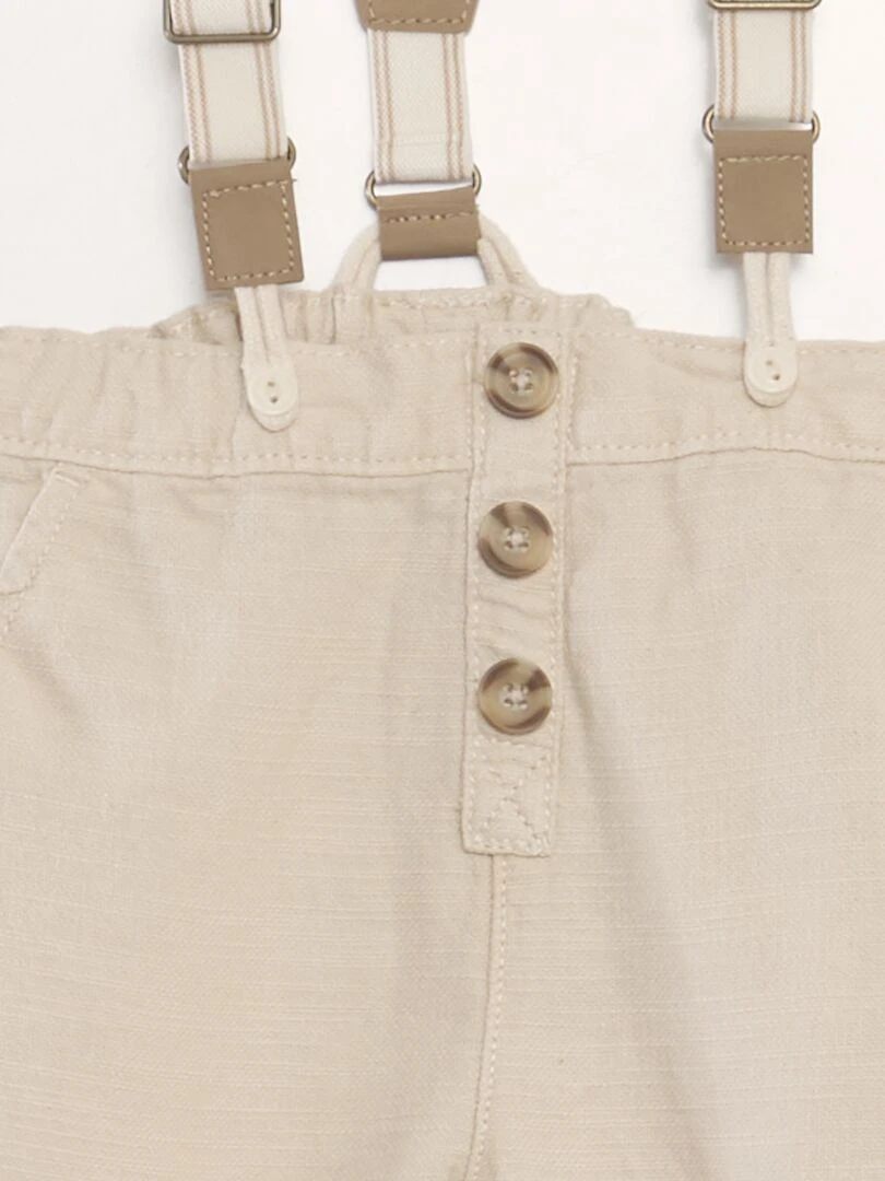 Pantalon chino en lin avec bretelles   Beige