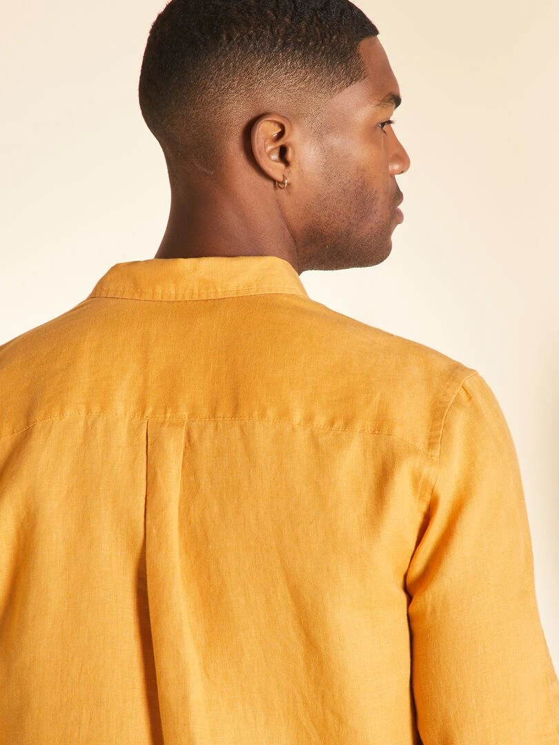 Chemise droite en lin   Jaune