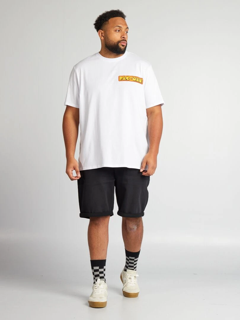 Tee shirt 'Pac Man' à col rond   blanc