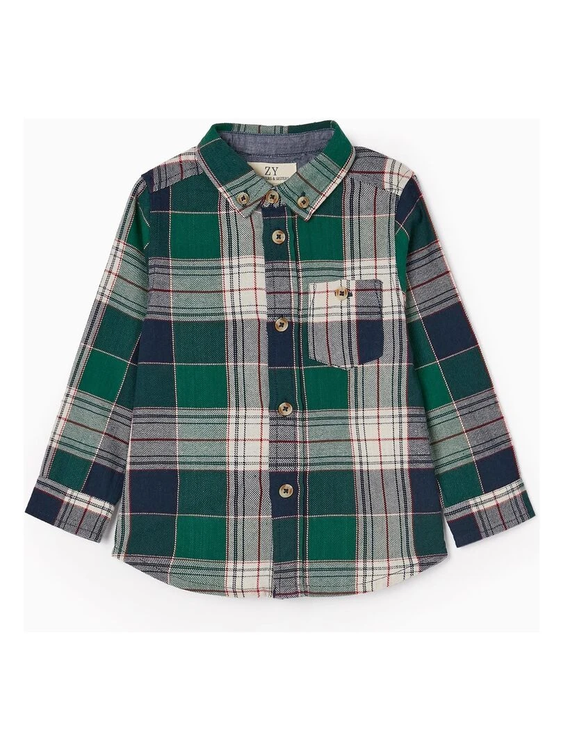 Chemise en coton à carreaux pour bébé garçon 'You&Me' manches longues NOËL Vert