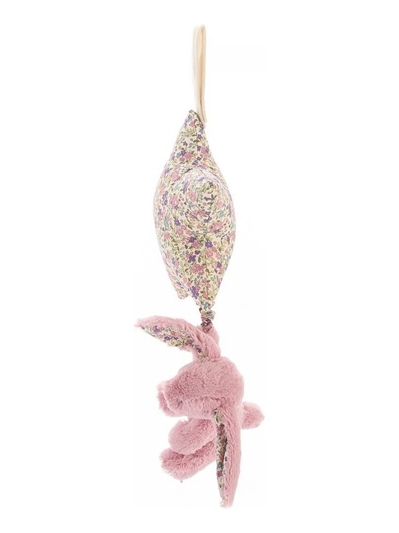 Peluche musicale Blossom étoile avec lapin rose   L: 7 cm x l : 19 cm x H: 28 cm   Blanc