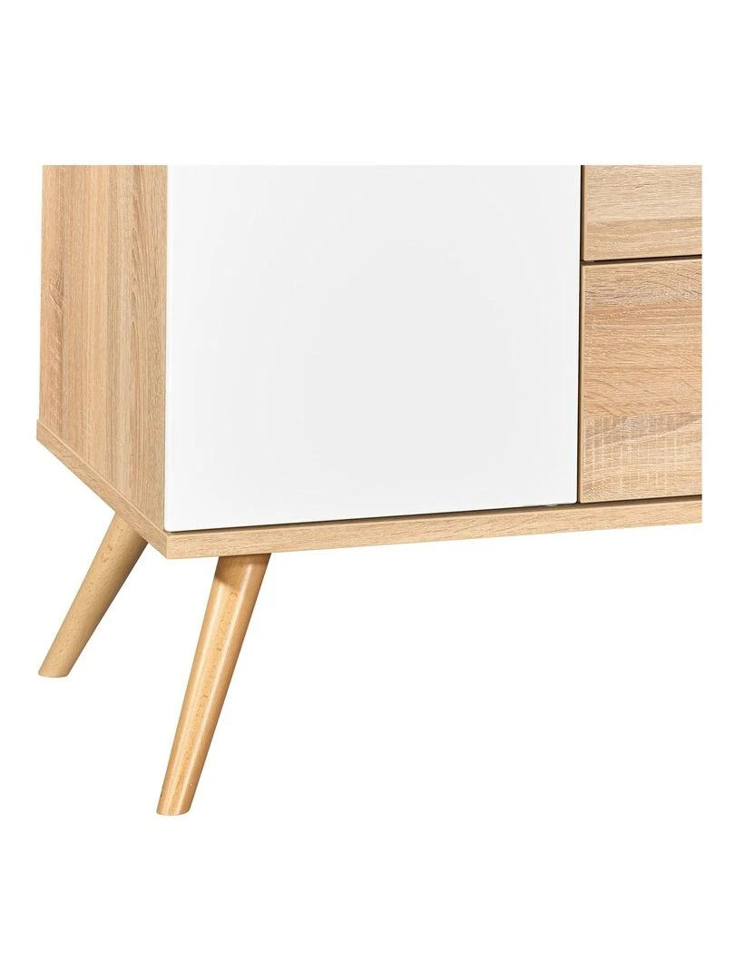 Commode 1 porte 3 tiroirs en bois SAUTHON Blanc Marron