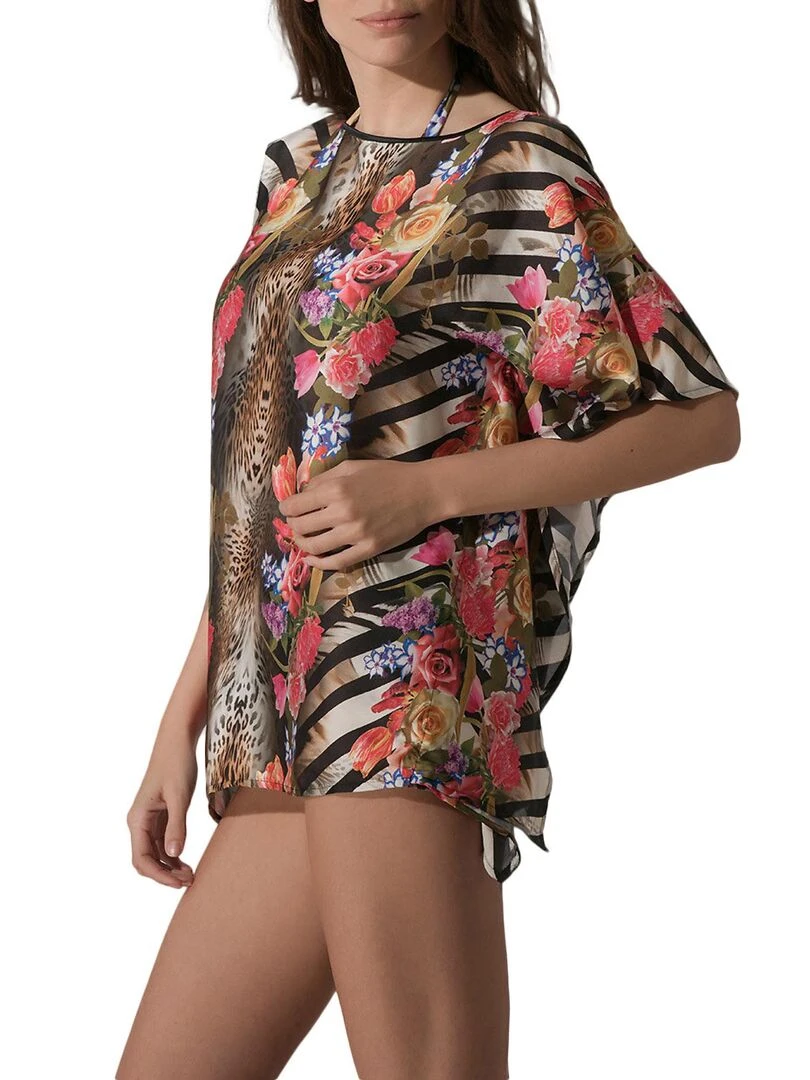 Caftan de plage Feline Multicolore