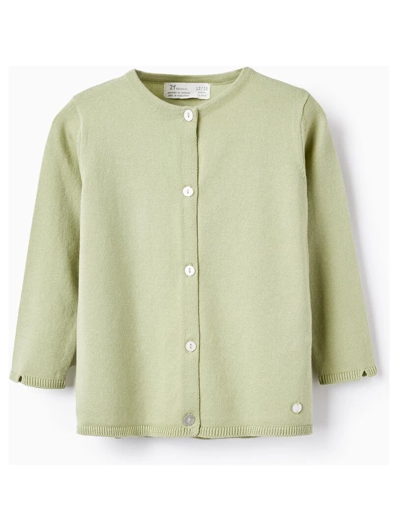 Veste en Maille en Coton pour Fille Vert clair