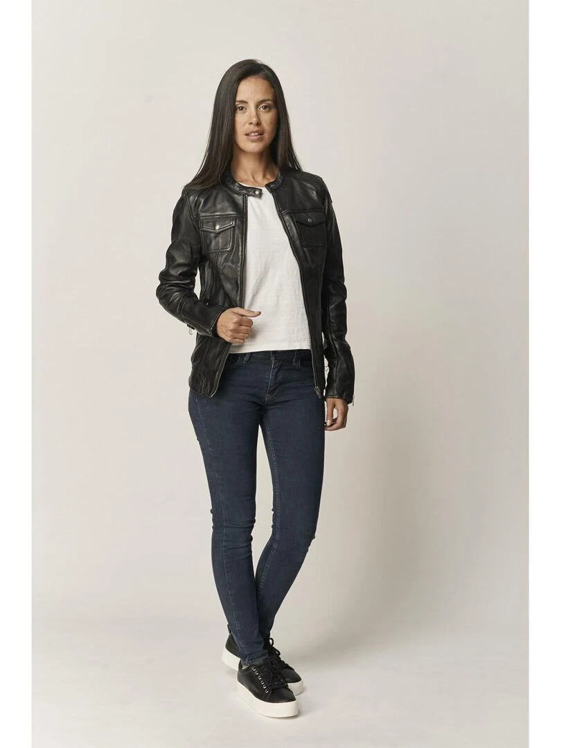 Lee Cooper Veste manches longues cuir regular fit BLANCHE Noir