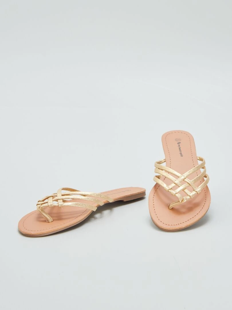 Sandales plates dorées   Doré