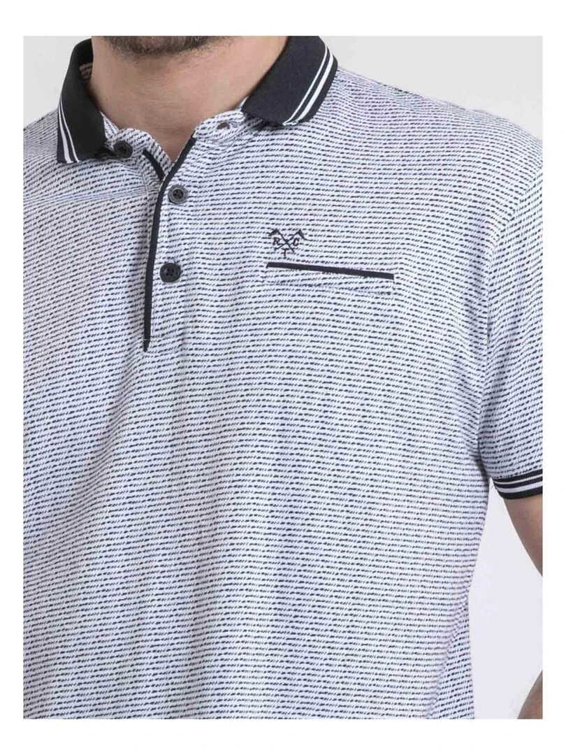 Polo manches courtes pur coton motifs PIROULIO   Noir