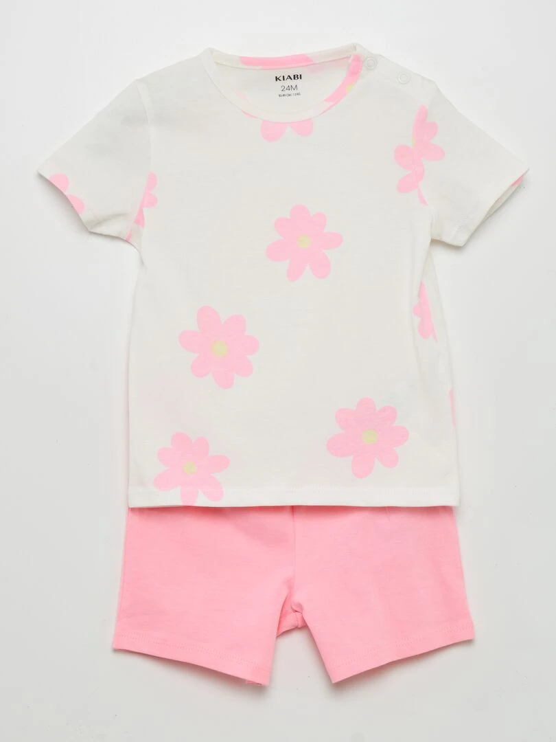 Pyjama short 2 pièces imprimé Rose