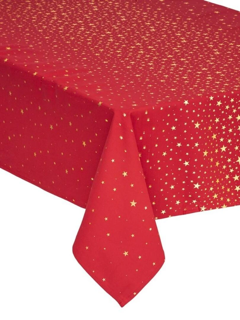 Nappe 140x240 cm Etoiles rouge et or coton Rouge