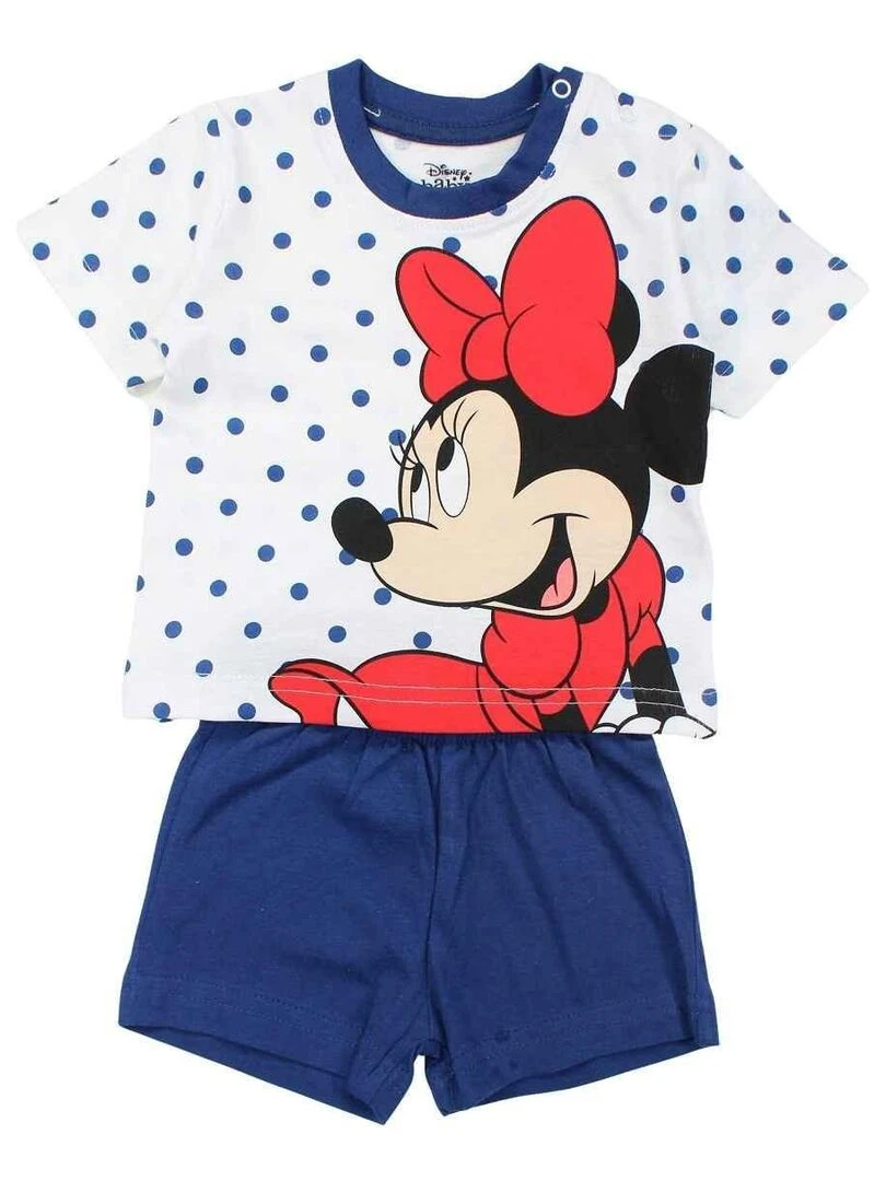 Disney Ensemble T shirt short bébé fille Imprimé Minnie Bleu marine