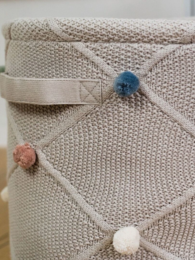 Panier de rangement Pompon   Beige argile