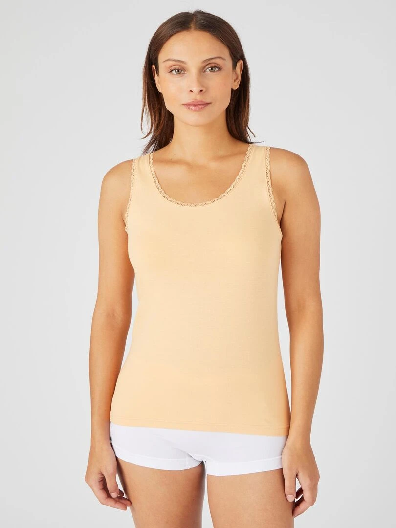 Débardeur Essential maille jersey extensible Damart Abricot