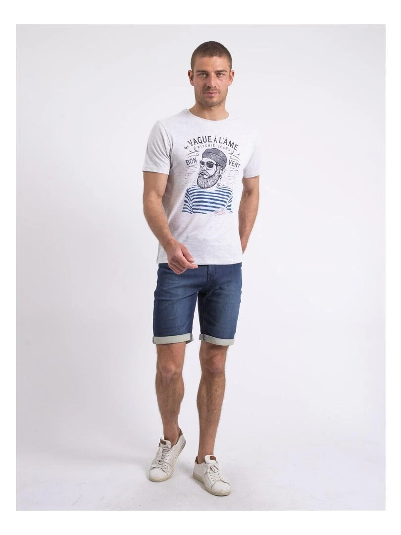 T shirt col rond pur coton NAPLE   Gris