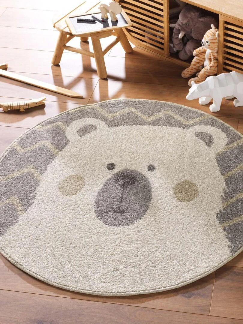 Tapis rond Ours polaire le igloo   Marron
