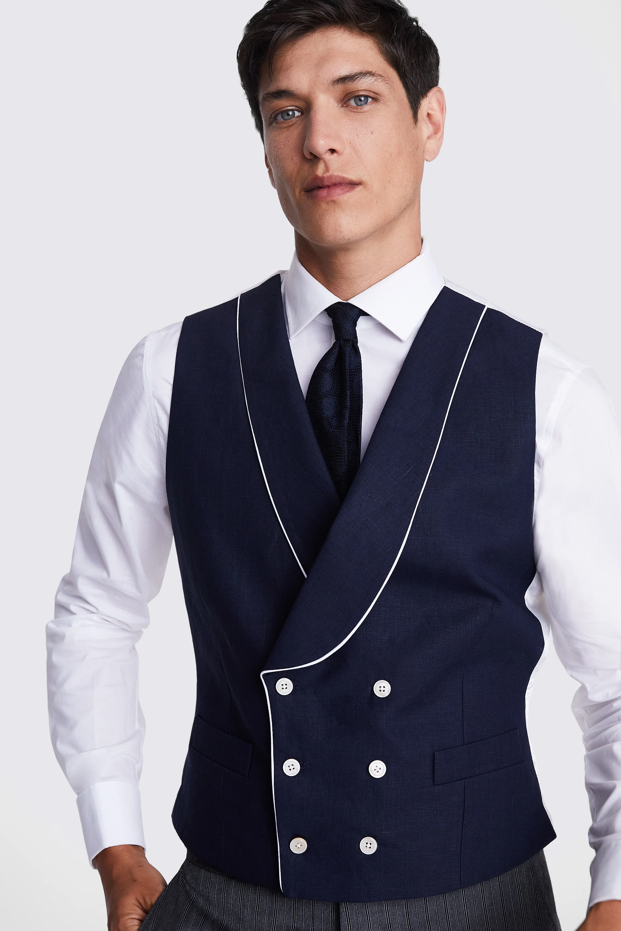 Tailored Fit Grey Sharkskin Morning Waistcoat   Buy Online at Moss
