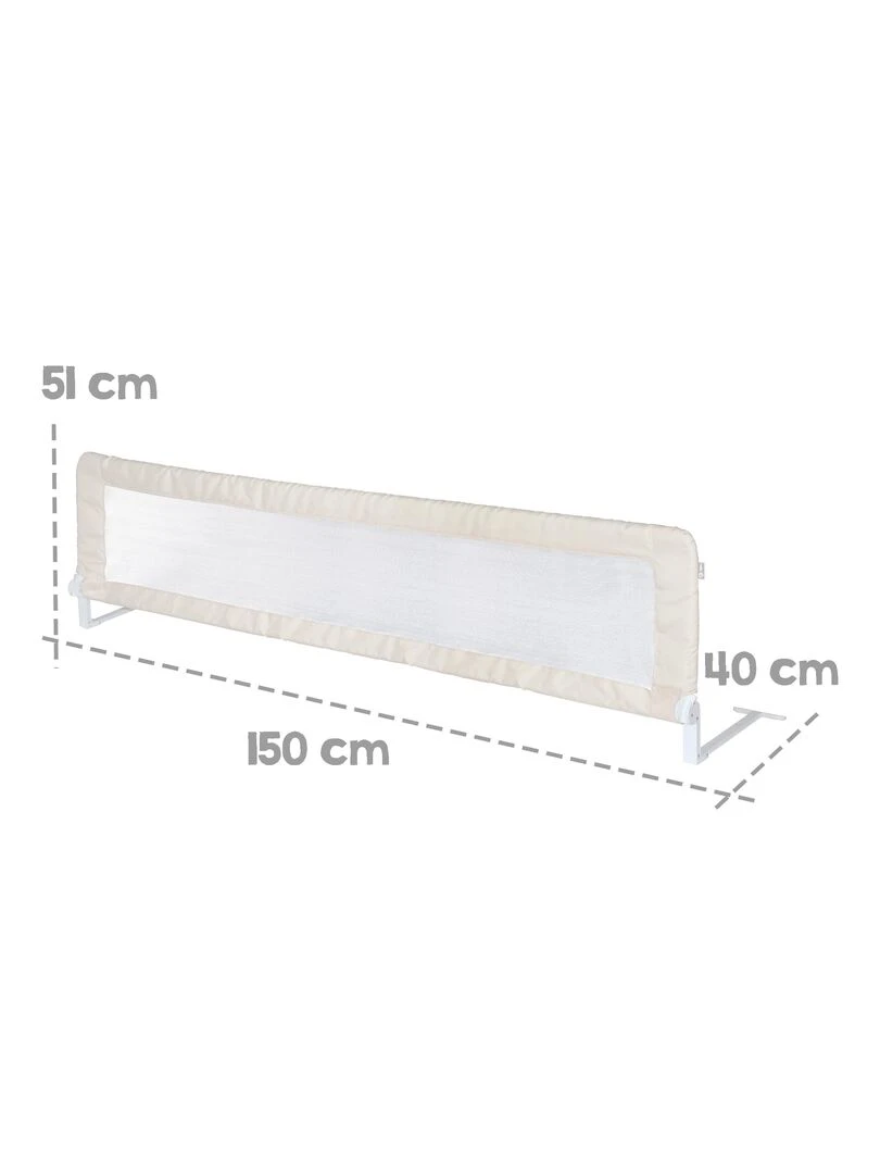 ROBA Barrière de Lit Bébé et Enfant "Klipp Klapp"   150 cm   Antichute et Rabattable   Beige   Blanc Beige