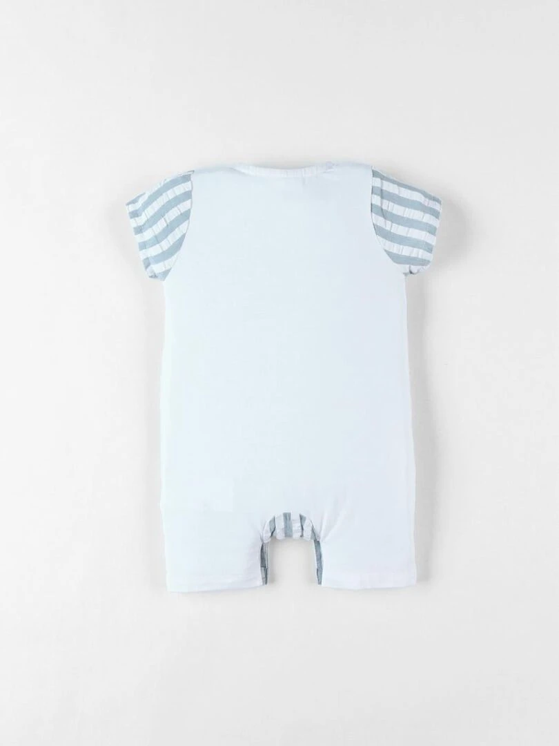 Combishort bi matière rayée éléphant  écru/eucalyptus   Noukie's   Vert