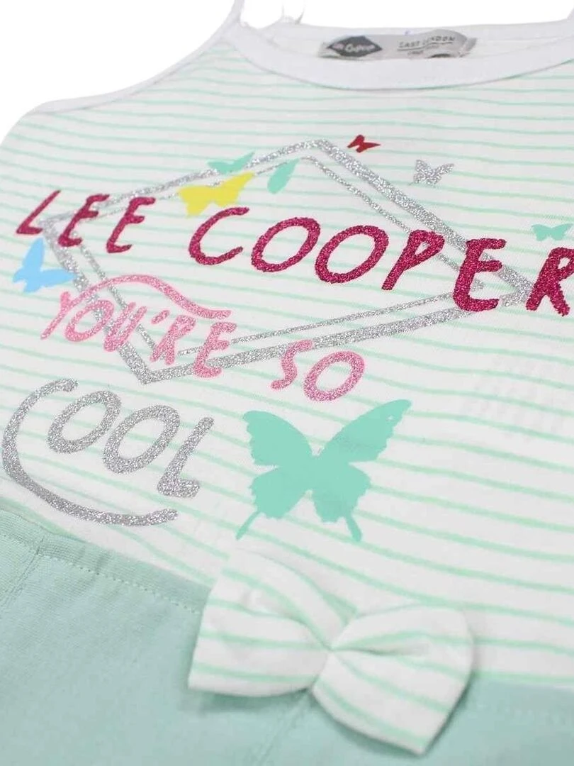 Lee Cooper   Robe fille imprimé logo en coton   Vert