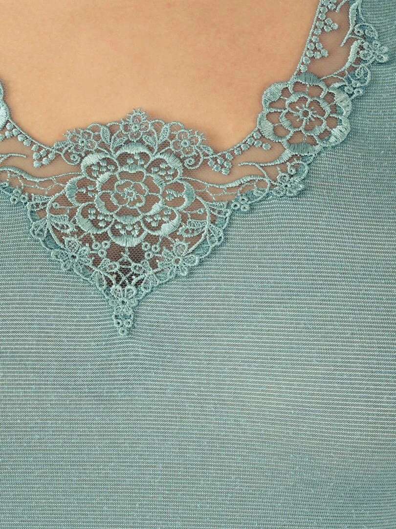 Débardeur Thermolactyl tulle brodé et 10% soie   Damart   Vert anis