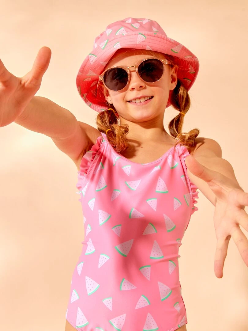 Maillot de bain croisé   1 pièce   Rose