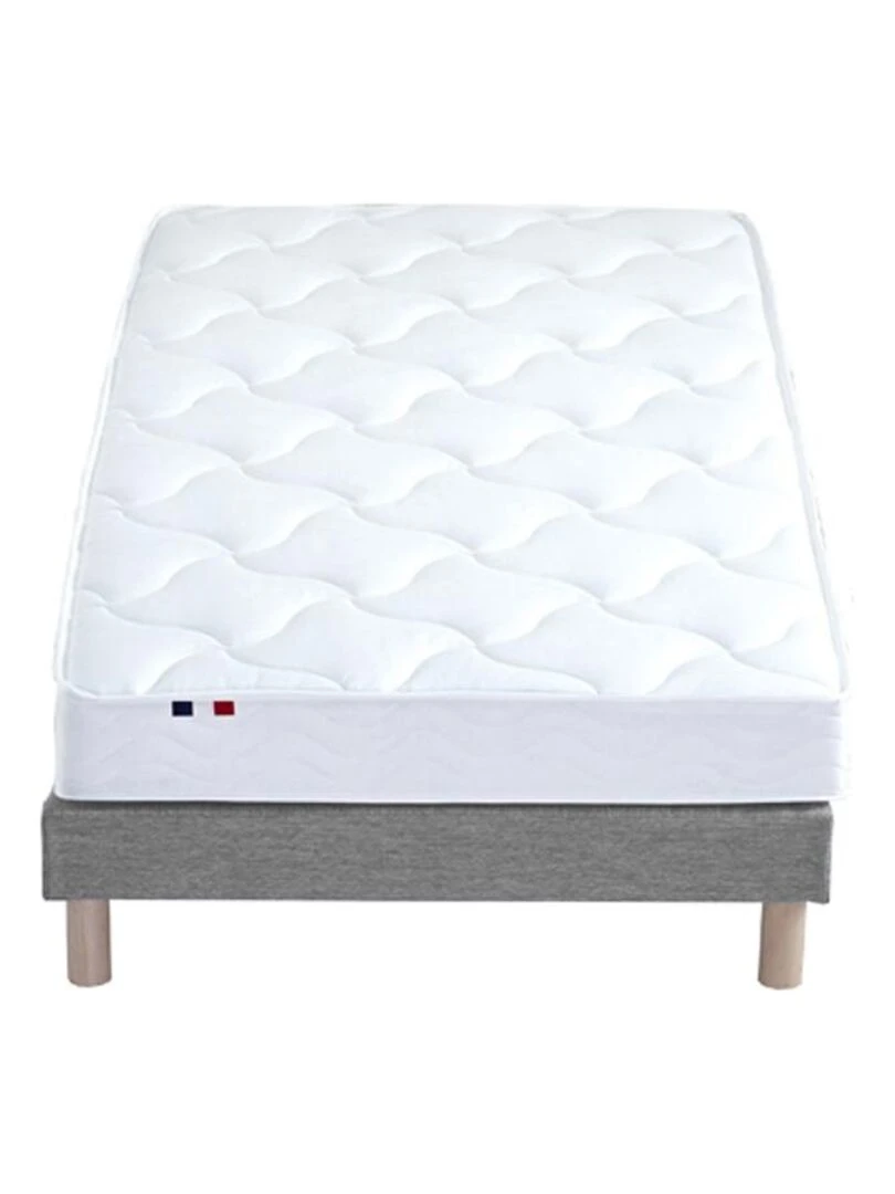 Ensemble Matelas 100% latex 3 zones ESSENTIEL + Sommier Fabriqué en France   Sommier Gris chiné   Gris moyen