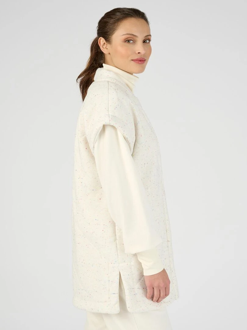 Gilet sans manches maille mouchetée   Happy D. by Damart   Blanc Ecru