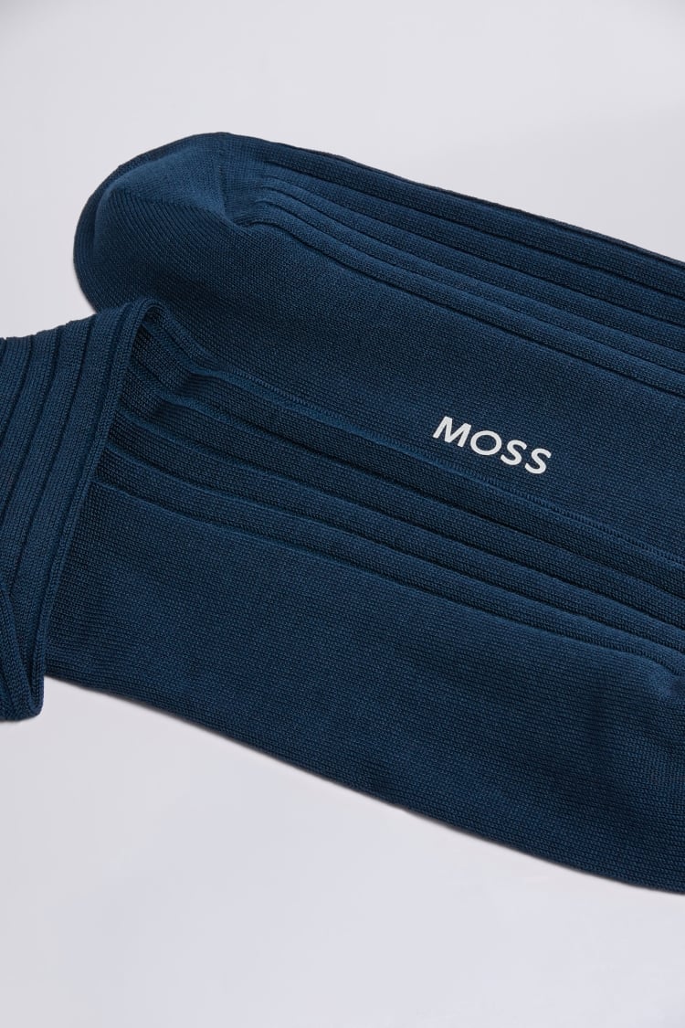 Indigo Fine Ribbed Socks Buy Online at Moss