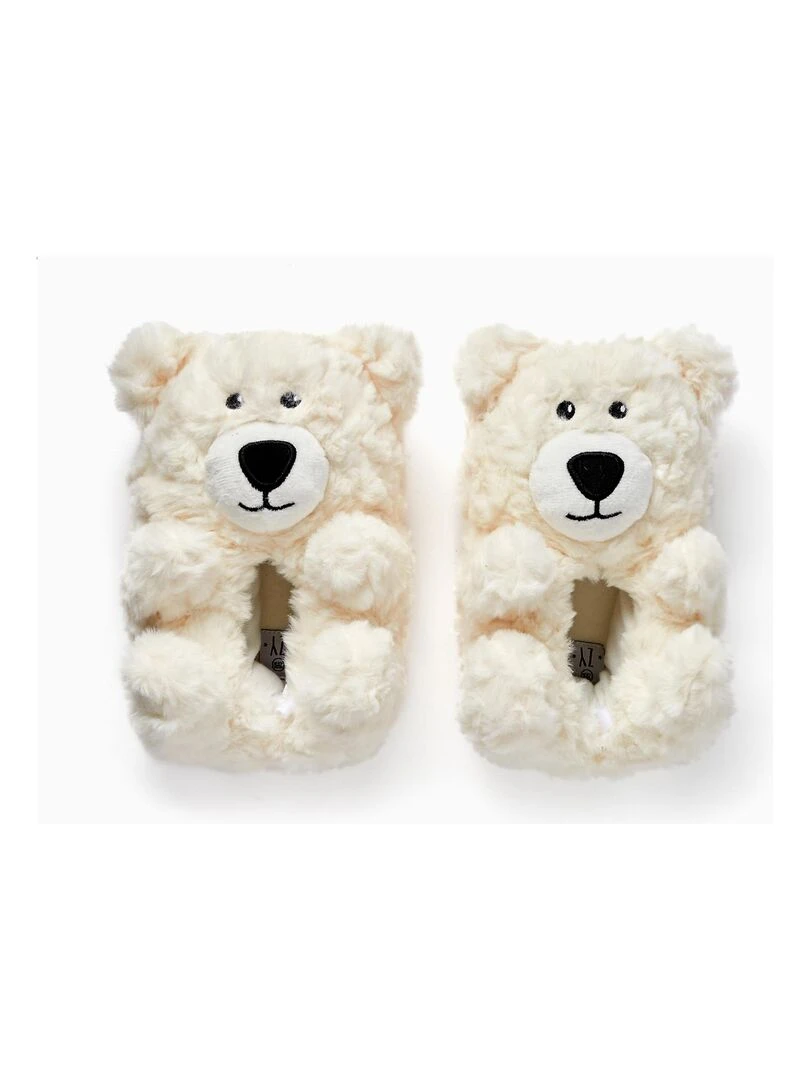 Chaussons pour enfant 'Ourson Polaire' NOËL Blanc