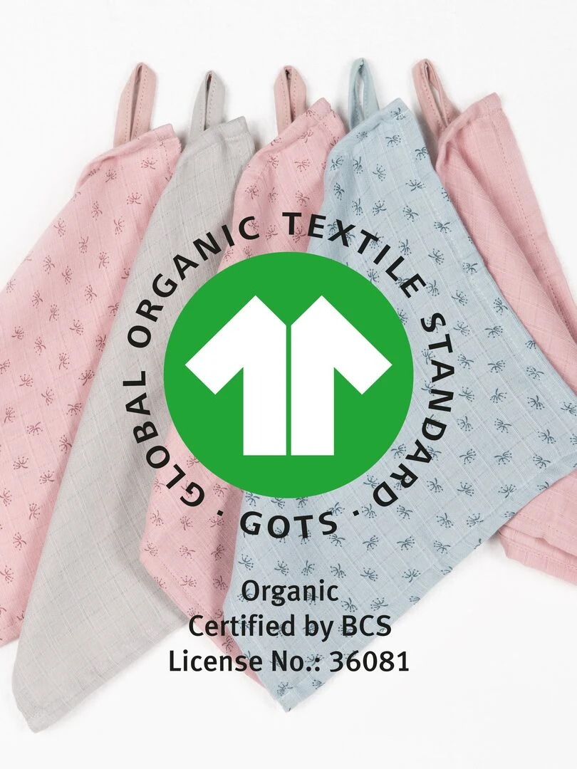 Lot de 5 Gants de Toilette "Lil Planet"   Coton Bio Oekotex   'ROBA'   Gris Bleu ciel