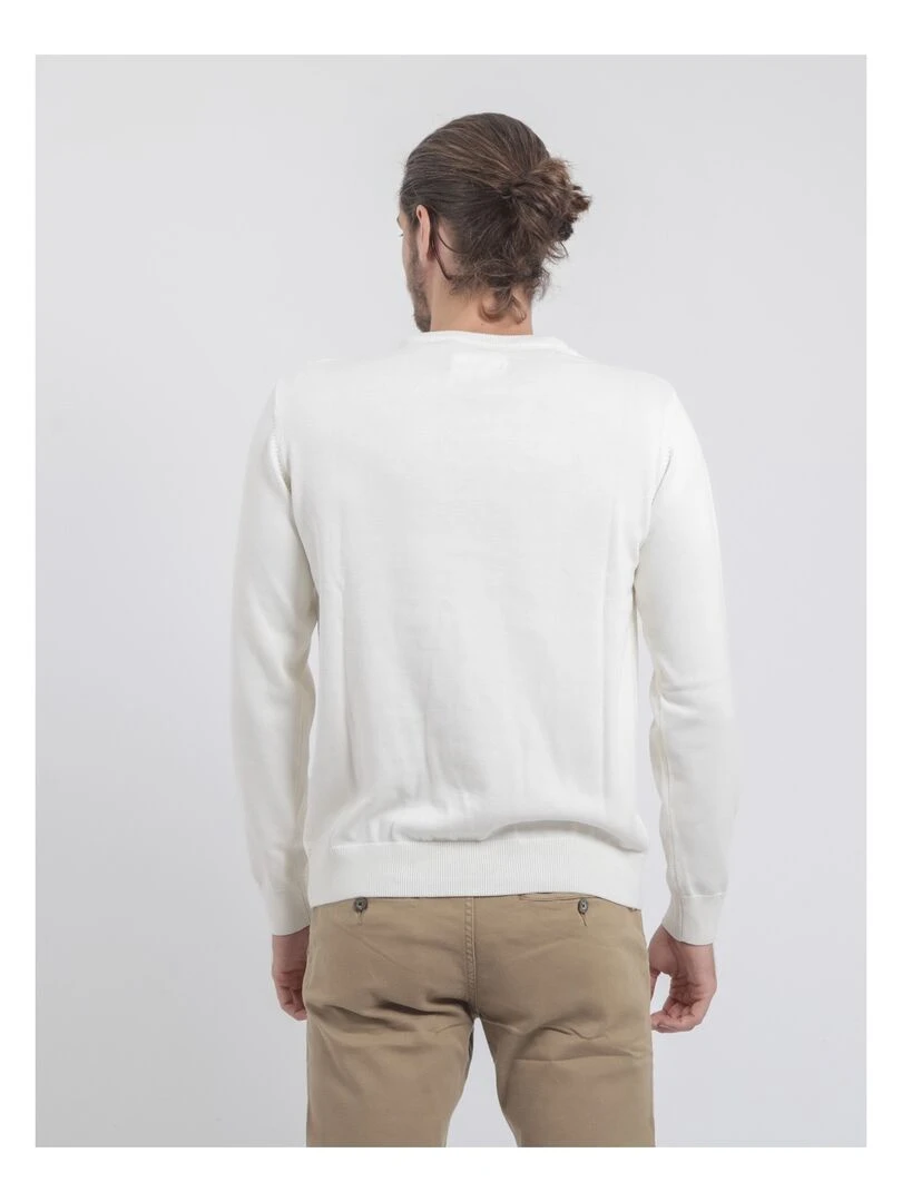 Pull col rond pur coton LADARKO Ecru