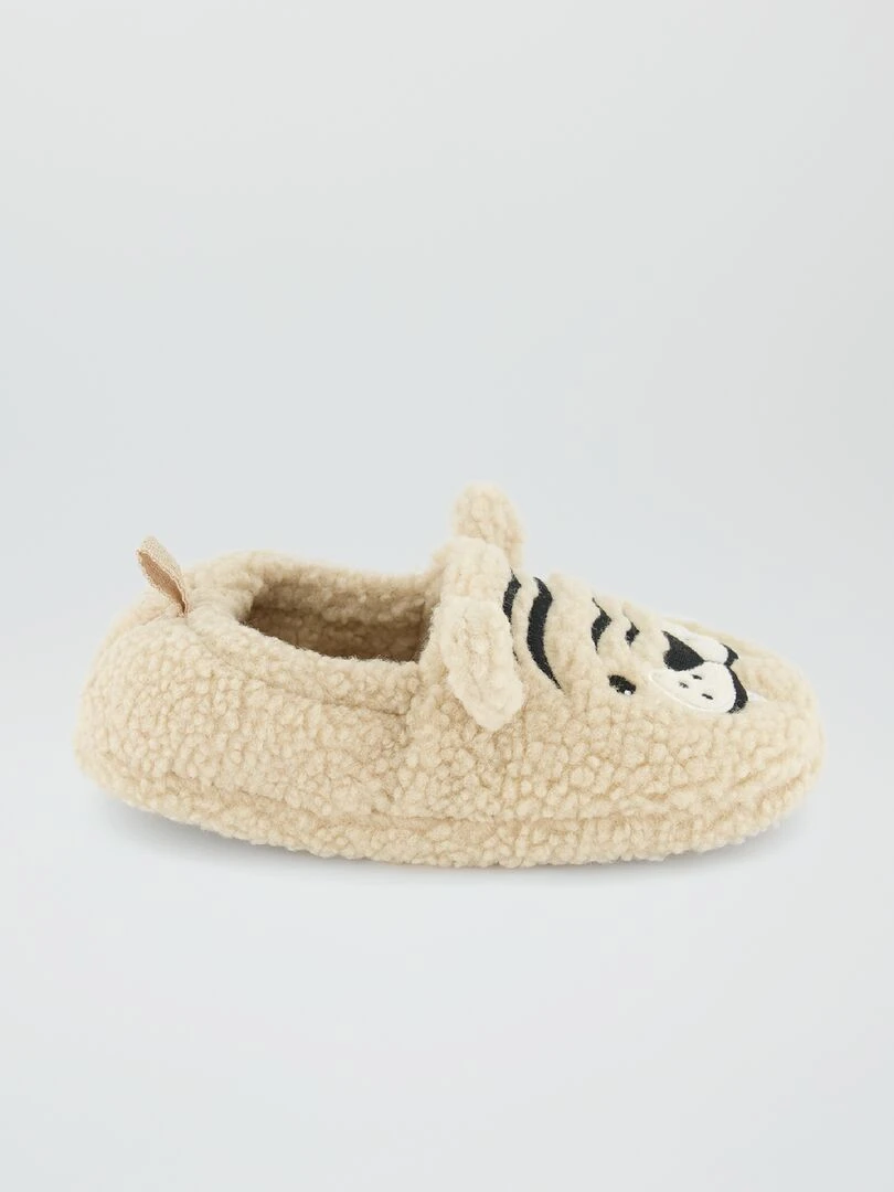 Chaussons en sherpa Beige