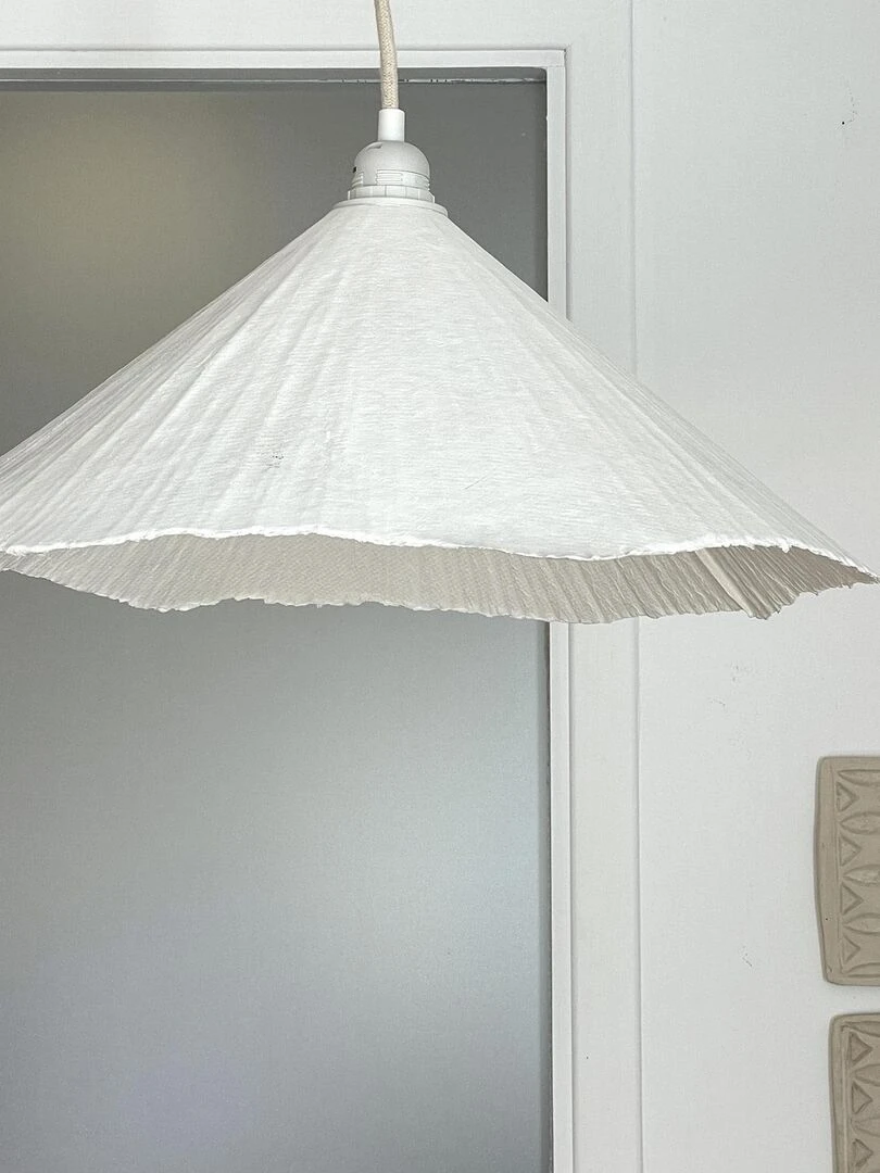 Abat jour cône en papier mâché Blanc