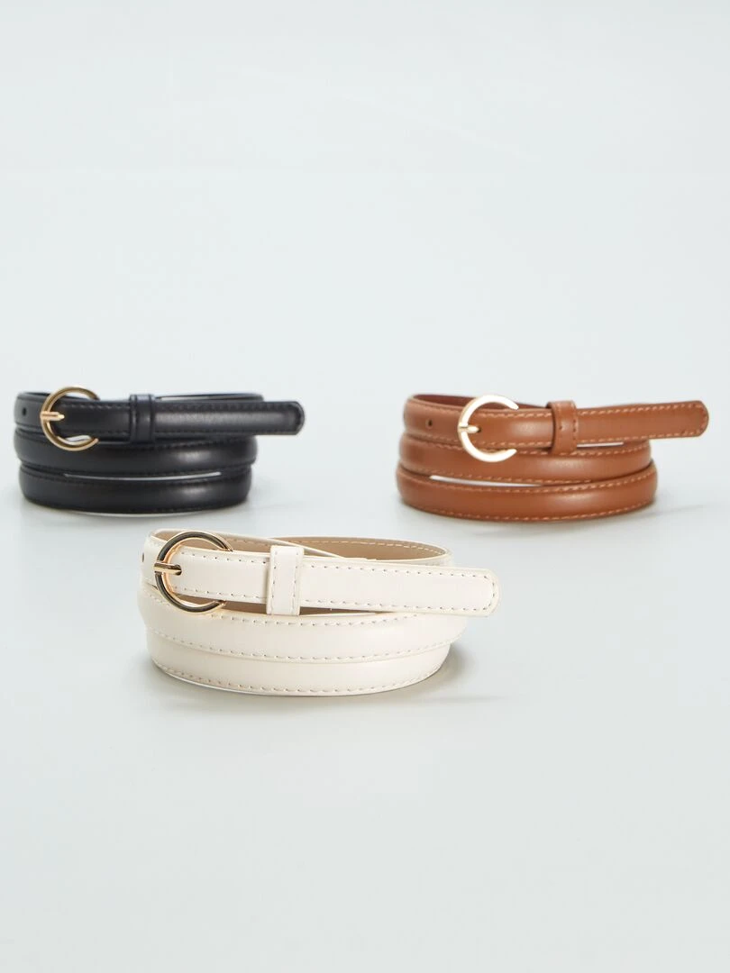 Lot de 3 fines ceintures unies Marron