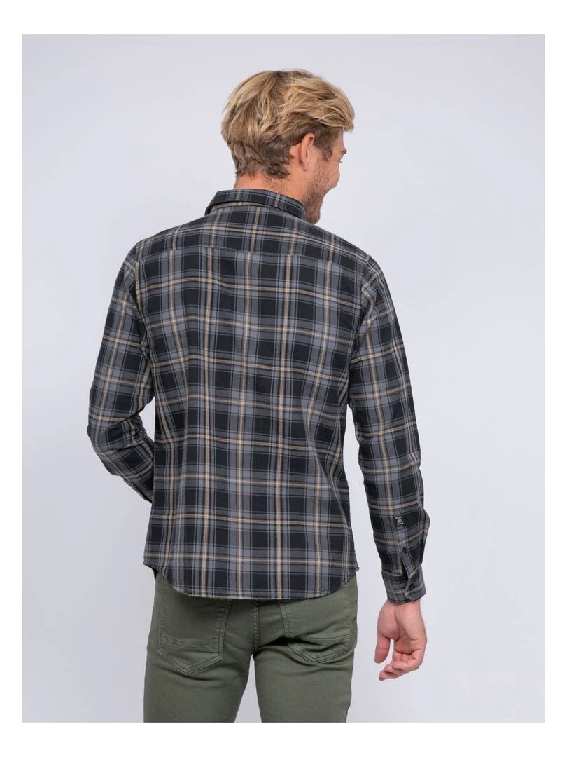 Chemise manches longues pur coton carreaux TONKA Noir