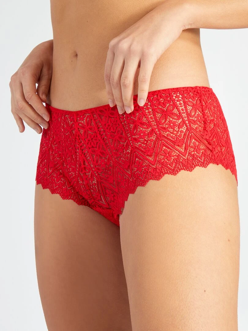 Shorty en dentelle   rouge