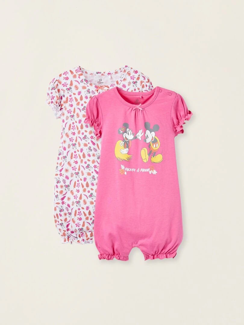Pack 2 Barboteuses en Coton pour Bébé Fille 'Minnie' MINNIE Multicolore