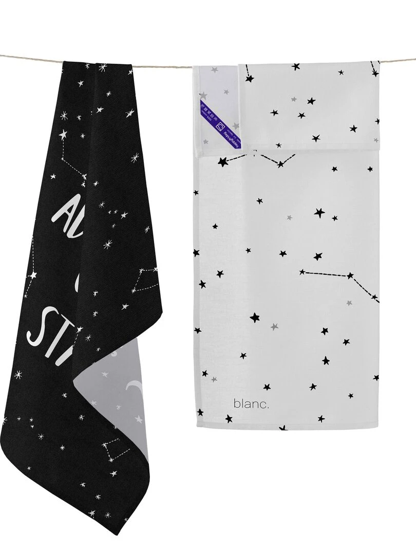 Torchon (2 pièces) Constellation "Happyfriday"   Blanc