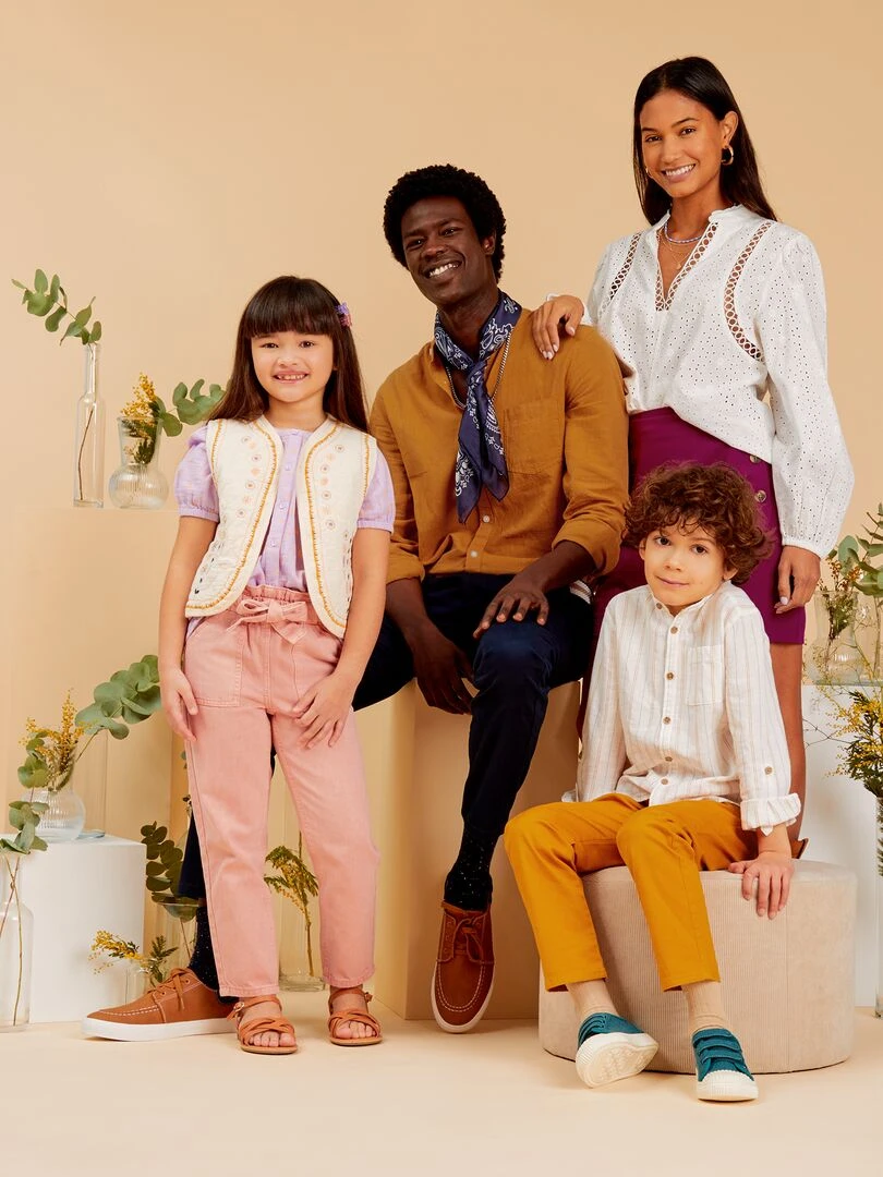 Chemise à col mao   Marron