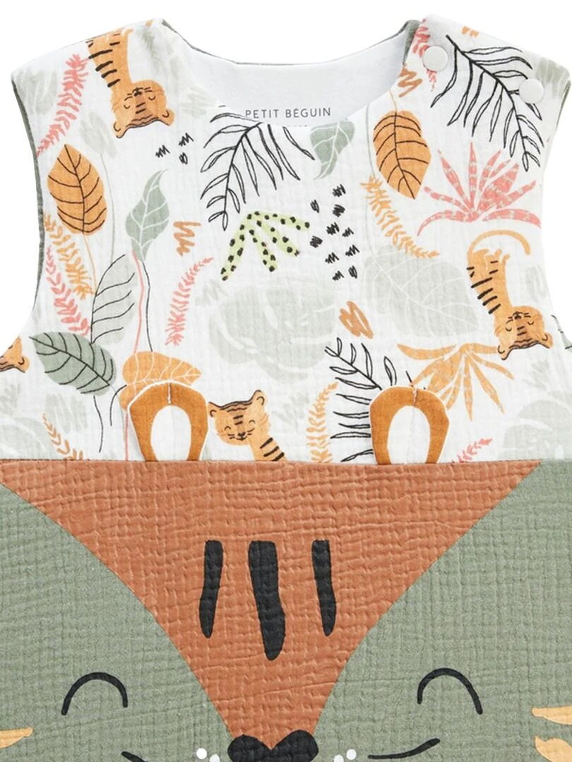 Turbulette d'été en gaze de coton avec pieds retroussables Dumbea   Kaki