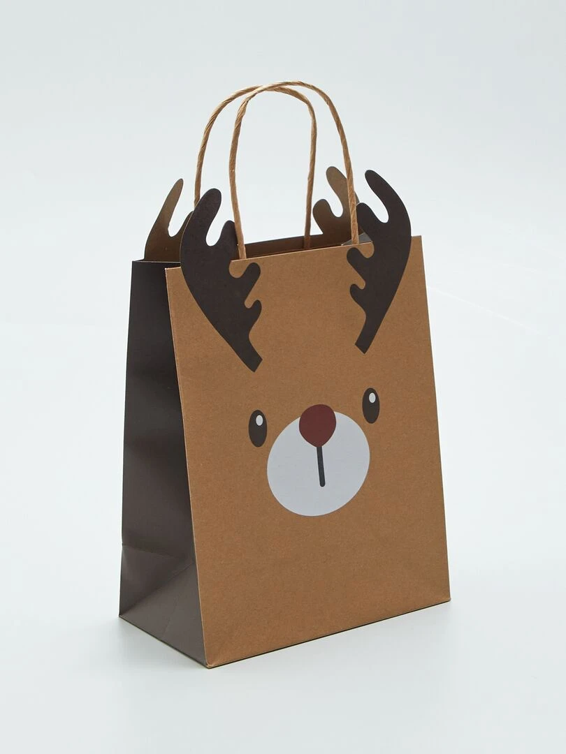 Lot de 2 sacs de Noël   Marron 'renne'