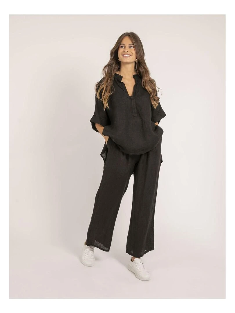 Pantalon lin ERNEST   Noir