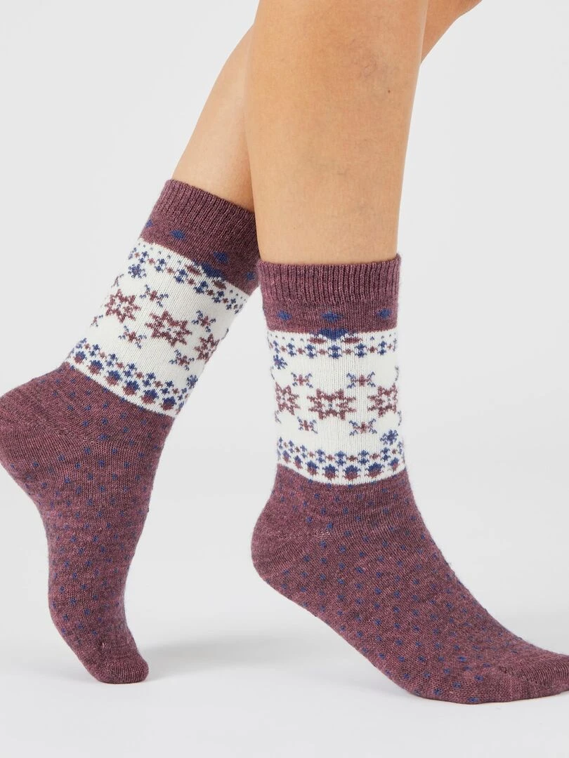 Lot de 2 paires de chaussettes maille laineuse Thermolactyl   Damart   Mauve